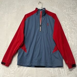Footjoy Jacket Hydroknit Golf Rain Red Gray Med Waterproof Stone Harbor Full Zip